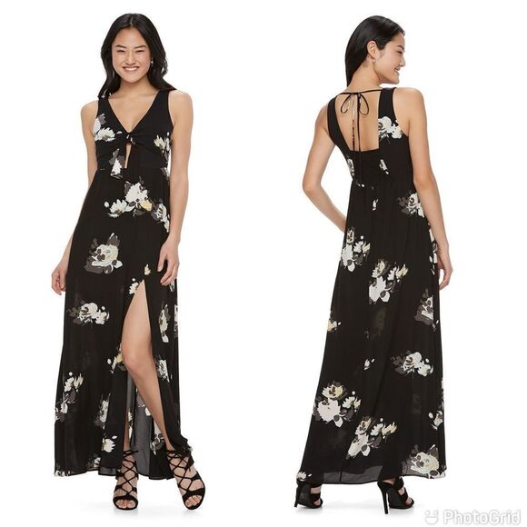 Candies Sexy Floral Maxi Front Tye With Front Slit Dress - Picture 1 of 12